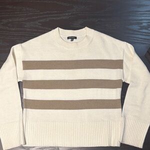 Dynamite Women's Cream and Brown Striped Sweater